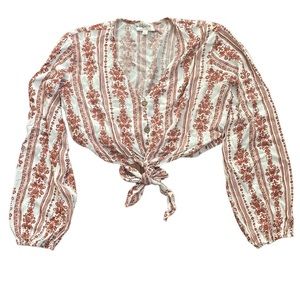 •Fashion Magazine Long Sleeve Boho Crop Top•